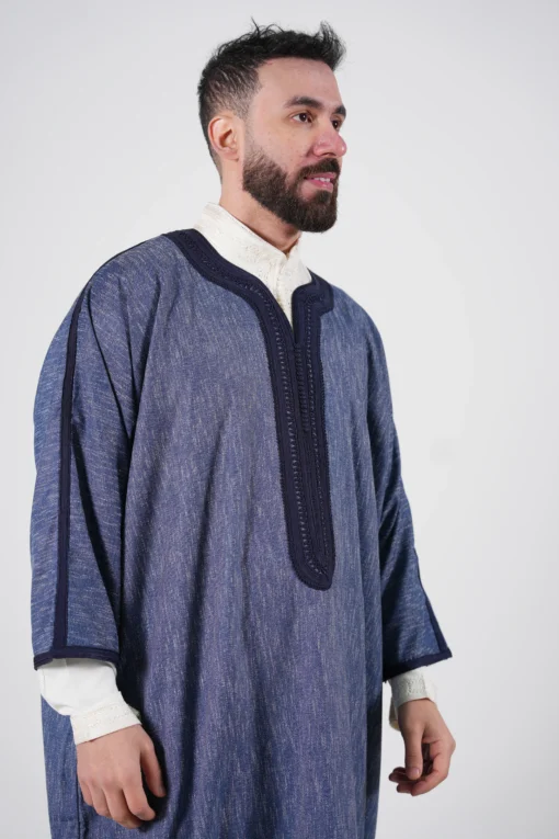 Gandoura Dark blue handmade - Image 3