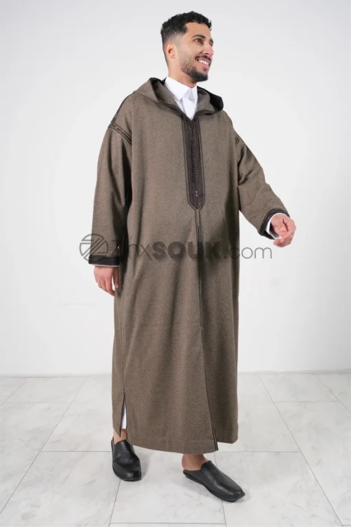 Djellaba brown khrrat handmade - Image 2