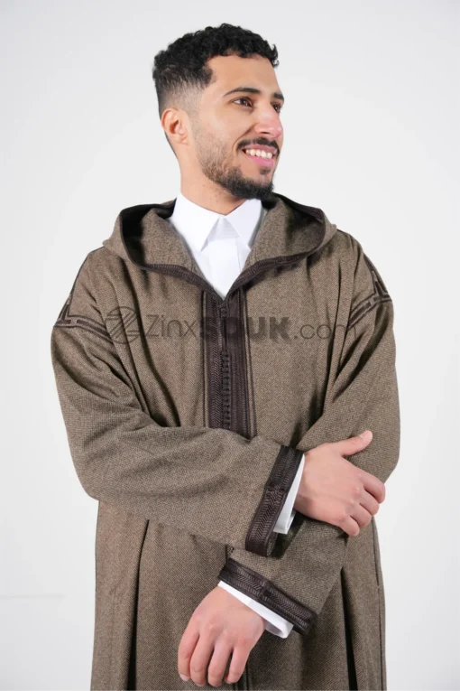 Djellaba brown khrrat handmade