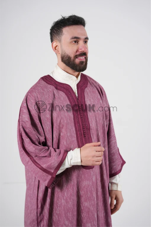 Gandoura Burgundy Handmade - Image 4