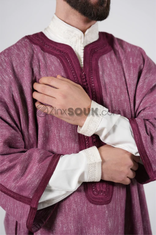 Gandoura Burgundy Handmade - Image 3