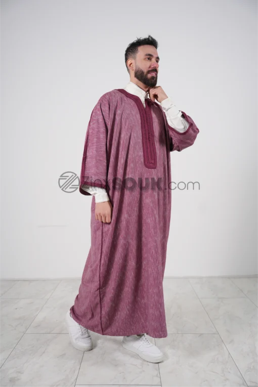 Gandoura Burgundy Handmade - Image 2