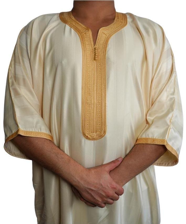 Moroccan Gandoura, Jubbah Djellaba Kaftan Eid Ramadan Kandura Kamees Men Moroccan Style