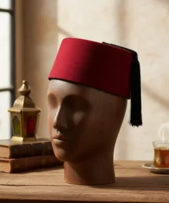 Classic Red Fez Hat - Traditional Moroccan/Ottoman Cap, Handcrafted Vintage Style Men's Wear.