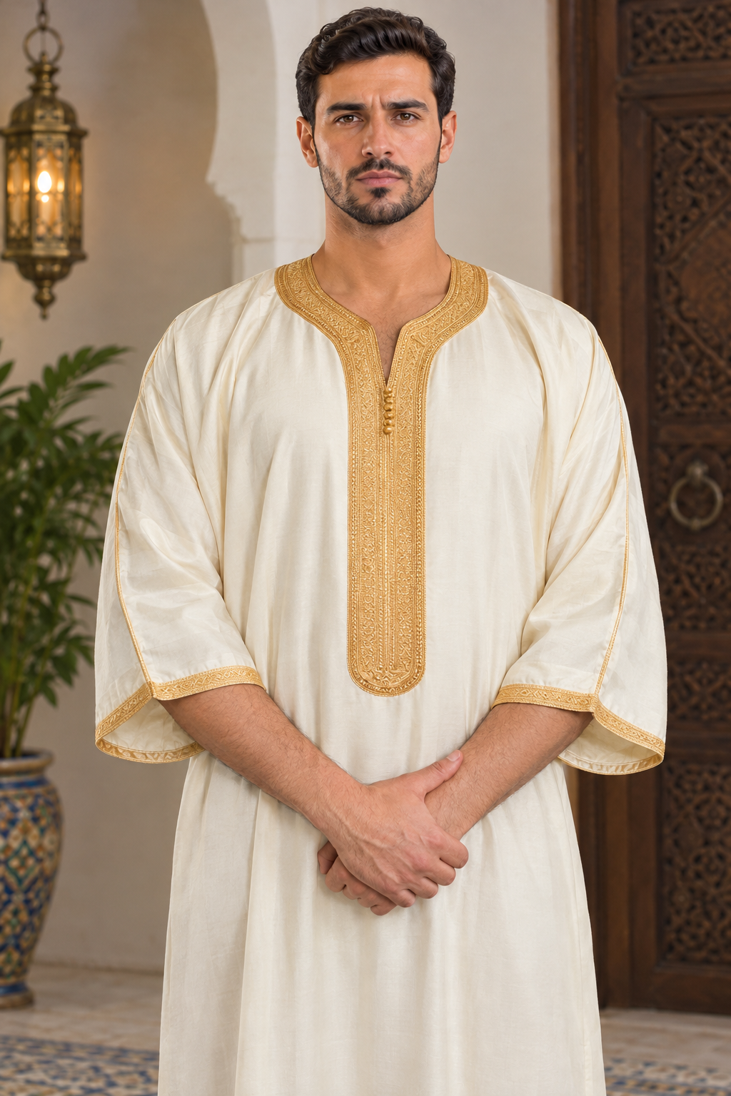 Moroccan Gandoura, Jubbah Djellaba Kaftan Eid Ramadan Kandura Kamees Men Moroccan Style
