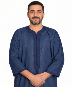 Moroccan Gandoura Kaftan Navy