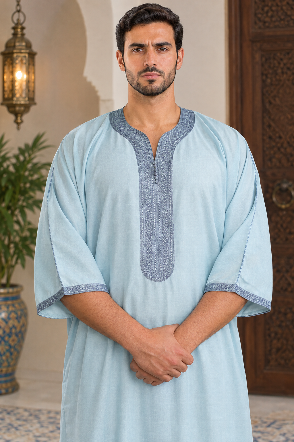 Moroccan Gandoura, Jubbah Djellaba Kaftan Eid Ramadan Kandura Kamees Men Moroccan Style